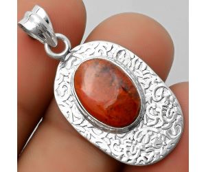 Natural Red Moss Agate Pendant SDP112699 P-1392, 10x14 mm
