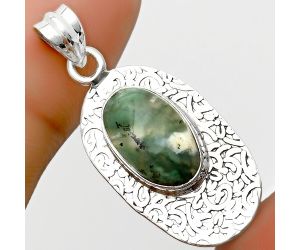 Dendritic Chrysoprase - Africa 925 Sterling Silver Pendant Jewelry SDP112704 P-1392, 9x15 mm