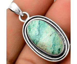 Dendritic Chrysoprase - Africa 925 Sterling Silver Pendant Jewelry SDP112836 P-1248, 11x20 mm