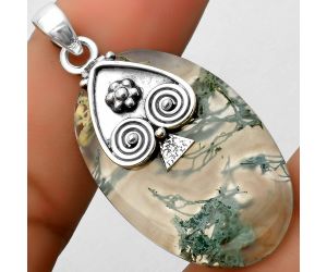 Natural Horse Canyon Moss Agate Pendant SDP113227 P-1388, 22x35 mm