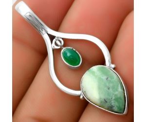 Dendritic Chrysoprase - Africa & Green Onyx 925 Silver Pendant Jewelry SDP113672 P-1648, 11x16 mm