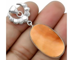 Crescent Moon - Natural Spiny Oyster Shell Pendant SDP113933 P-1232, 17x29 mm