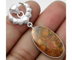 Crescent Moon Cady Mountain Agate Pendant SDP113948 P-1232, 15x26 mm