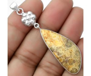 Natural Flower Fossil Coral Pendant SDP114040 P-1211, 15x36 mm