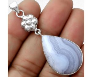 Natural Blue Lace Agate - South Africa Pendant SDP114089 P-1211, 19x27 mm
