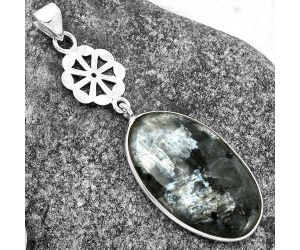 Larvikite Stone - Black Moonstone Pendant SDP114106 P-1634, 18x29 mm