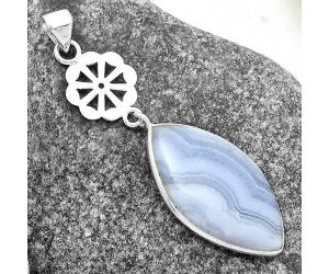 Natural Blue Lace Agate - South Africa Pendant SDP114126 P-1634, 17x30 mm