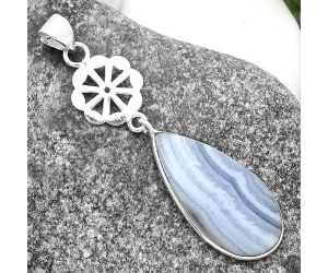 Natural Blue Lace Agate - South Africa Pendant SDP114161 P-1634, 14x28 mm