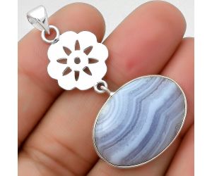 Natural Blue Lace Agate - South Africa Pendant SDP114204 P-1634, 18x25 mm