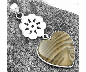 Valentine Gift Heart Natural Flint Stone Pendant SDP114231 P-1634, 22x23 mm
