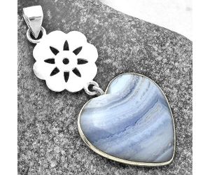 Valentine Gift Heart Blue Lace Agate - South Africa Pendant SDP114280 P-1634, 23x23 mm