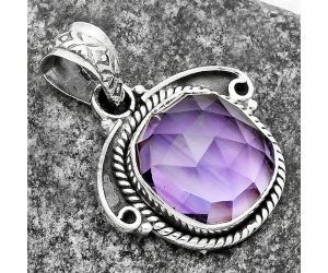 Faceted Natural Amethyst - Brazil Pendant SDP114296 P-1091, 14x14 mm