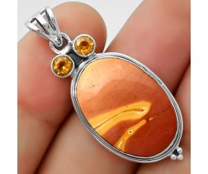 Owl - Natural Red Mookaite & Citrine Pendant SDP114387 P-1083, 15x22 mm