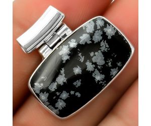 Natural Snow Flake Obsidian Pendant SDP114549 P-1621, 15x25 mm