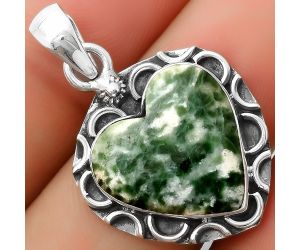 Valentine Gift Heart Natural Dioptase Pendant SDP114660 P-1242, 17x18 mm