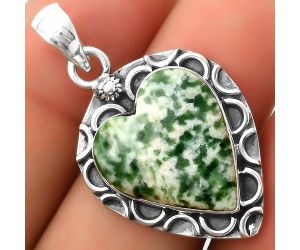 Valentine Gift Heart Natural Dioptase Pendant SDP114664 P-1242, 17x20 mm