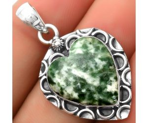 Valentine Gift Heart Natural Dioptase Pendant SDP114690 P-1242, 17x20 mm