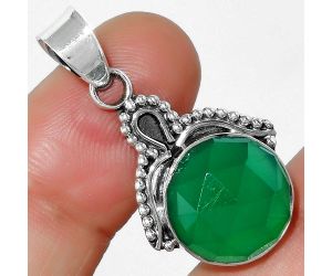 Faceted Natural Green Onyx Pendant SDP115293 P-1092, 14x14 mm