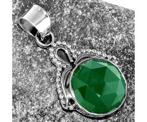 Faceted Natural Green Onyx Pendant SDP115293 P-1092, 14x14 mm