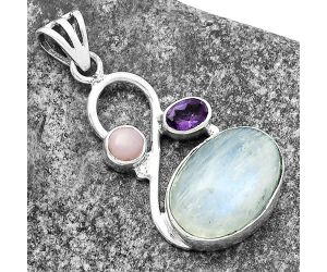 Rainbow Moonstone, Amethyst & Pink Opal Pendant SDP115564 P-1027, 12x17 mm