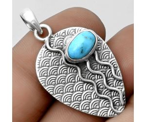 Natural Kingman Turquoise 925 Sterling Silver Pendant P-1267, 6x10 mm