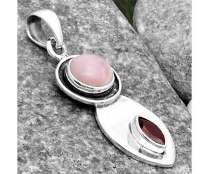 Natural Pink Opal - Australia & Garnet Pendant SDP115850 P-1186, 9x9 mm