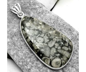 Natural Crinoid Fossil Coral Pendant SDP116529 P-1001, 23x39 mm