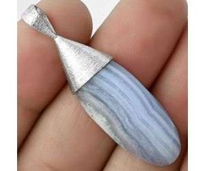 Natural Blue Lace Agate - South Africa Pendant SDP116610 P-1016, 12x28 mm