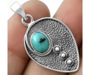Natural Kingman Turquoise 925 Sterling Silver Pendant P-1336, 7x9 mm