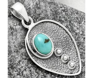 Natural Kingman Turquoise 925 Sterling Silver Pendant P-1336, 7x9 mm