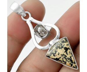 Russian Honey Dendrite Opal & Herkimer Diamond Pendant SDP117988 P-1589, 14x18 mm