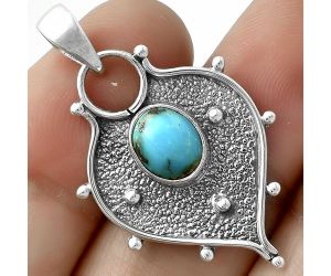 Natural Kingman Turquoise 925 Sterling Silver Pendant P-1403, 7x9 mm