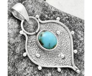 Natural Kingman Turquoise 925 Sterling Silver Pendant P-1403, 7x9 mm