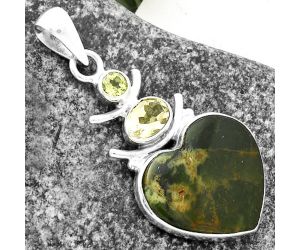 Valentine Gift Heart Chrome Chalcedony, Citrine & Peridot Pendant SDP118127 P-1593, 18x19 mm