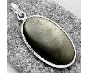Natural Silver Obsidian Pendant SDP118217 P-1001, 19x32 mm