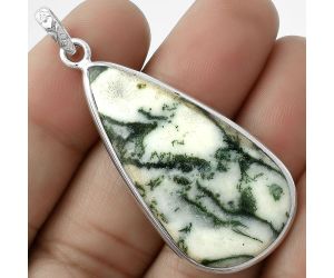 Natural Tree Weed Moss Agate - India Pendant SDP118336 P-1001, 19x38 mm