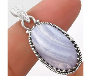 Natural Blue Lace Agate - South Africa Pendant SDP118703 P-1515, 14x25 mm