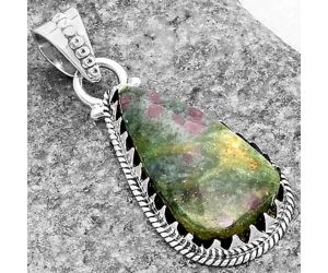 Natural Ruby In Fuchsite Pendant SDP118714 P-1515, 13x25 mm