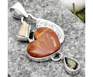 Valentine Gift Heart Noreena Jasper, Pearl & Mystic Topaz Pendant SDP118746 P-1414, 14x16 mm