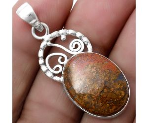 Natural Red Moss Agate Pendant SDP119475 P-1687, 15x21 mm