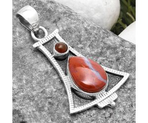 Natural Red Moss Agate & Carnelian Pendant SDP119511 P-1450, 10x14 mm