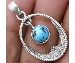Natural Kingman Turquoise 925 Sterling Silver Pendant P-1629, 9x9 mm