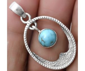 Natural Kingman Turquoise 925 Sterling Silver Pendant P-1629, 8x8 mm