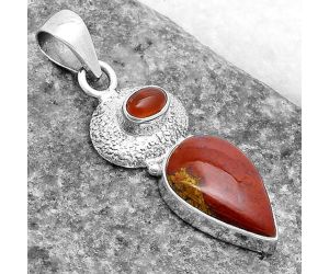 Natural Red Moss Agate & Carnelian Pendant SDP119704 P-1676, 10x17 mm