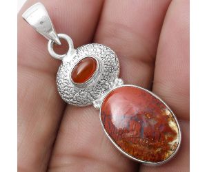 Natural Red Moss Agate & Carnelian Pendant SDP119718 P-1676, 12x17 mm