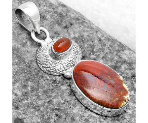 Natural Red Moss Agate & Carnelian Pendant SDP119718 P-1676, 12x17 mm