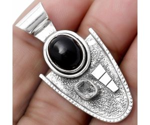 Black Onyx - Brazil & Herkimer Diamond Pendant SDP119868 P-1266, 9x11 mm