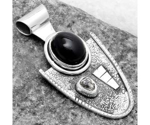 Black Onyx - Brazil & Herkimer Diamond Pendant SDP119896 P-1266, 9x11 mm