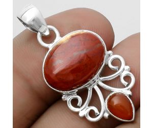 Natural Red Moss Agate & Carnelian Pendant SDP120512 P-1594, 12x16 mm