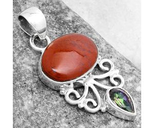 Natural Red Moss Agate & Citrine Pendant SDP120534 P-1594, 12x16 mm